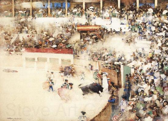Arthur Melville,ARSA,RSW,RWS The Little Bullfight:'Bravo Toro' France oil painting art
